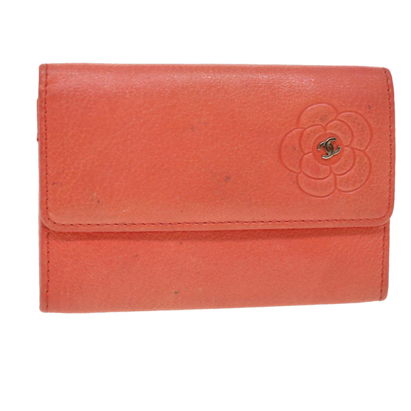 CHANEL Camelia Card Case Leather Pink CC Auth bs4704 - Picture 1 of 16